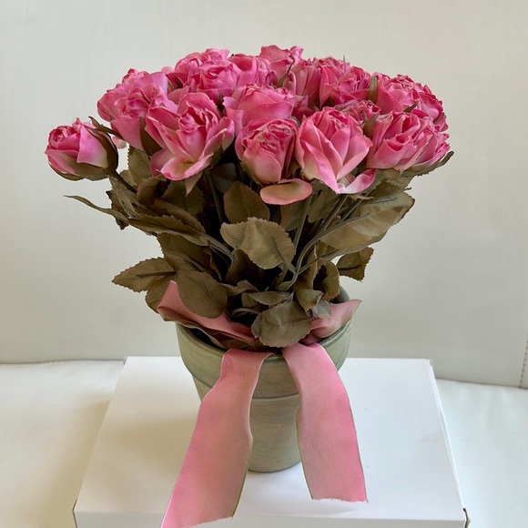 Accents Artificial Mini Pink Roses In Ceramic Pot Poshmark